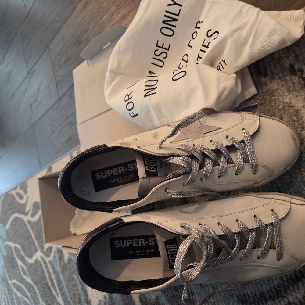 Golden Goose White and Black Sneakers with Minimalist Design